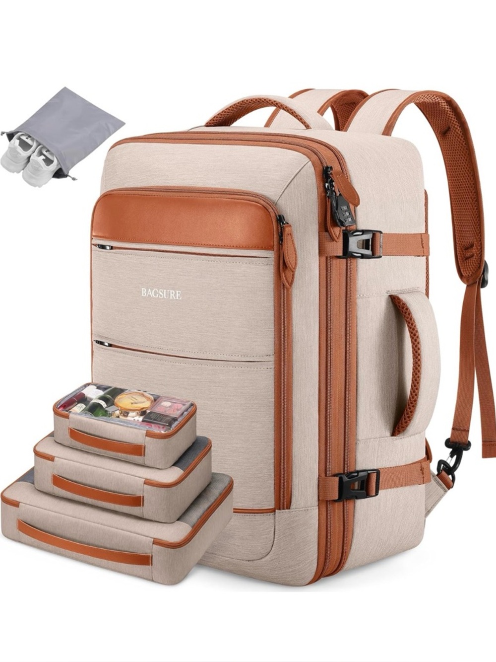 Bagsure Travel Backpack Carry On Backpack 42L Flight Approved, Expandable